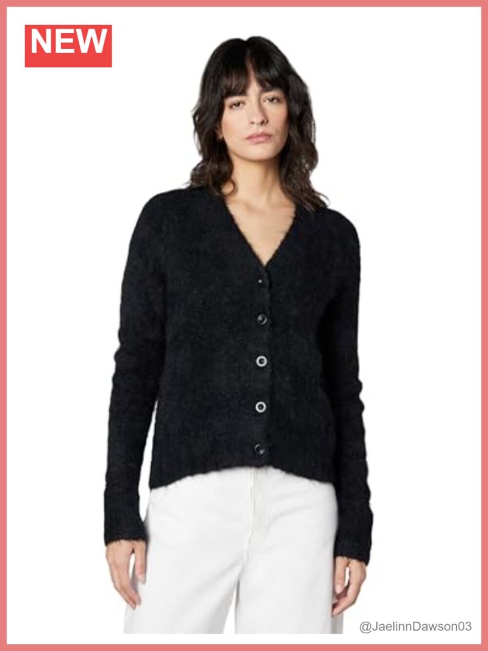 Alpaca Blend Open Front Cardigan Button Relaxed Knit Layer Women's